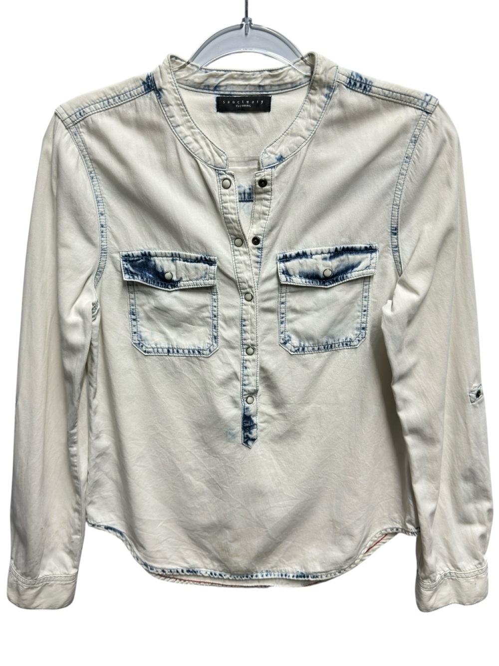 Pure Cotton Knit Seersucker Safari Chambray Denim Jeans Shirt Popover